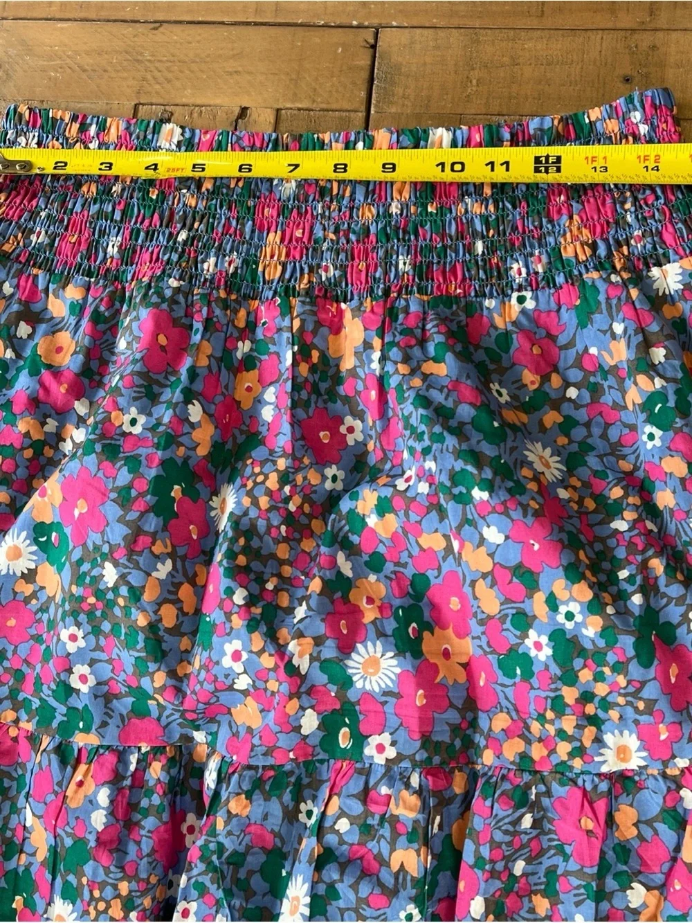 Rails Edina Floral Tiered Cotton Skirt Medium MIDI Preppy Lelaini Floral Vibrant